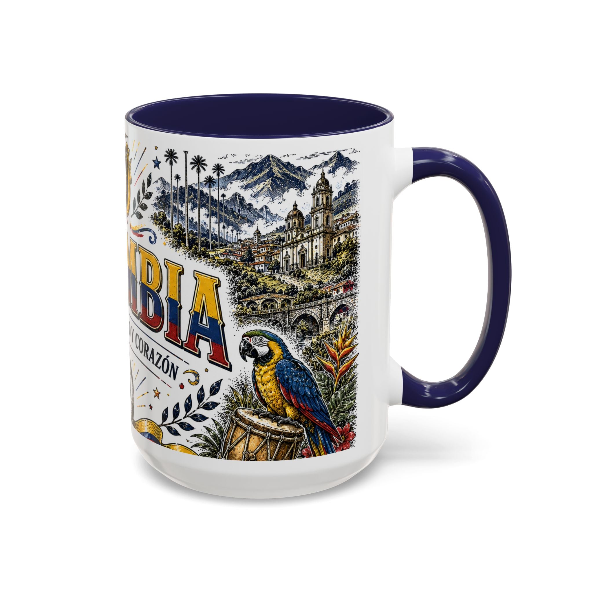 Colombia Soccer Coffee Mug | World Cup Fan Gift | Accent Color Ceramic 11oz 15oz Match Day Cup