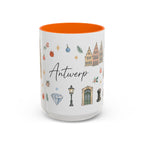 Antwerp Christmas Mug | Watercolor Travel Souvenir | Holiday Gift | Accent Ceramic Coffee Cup 11oz 15oz