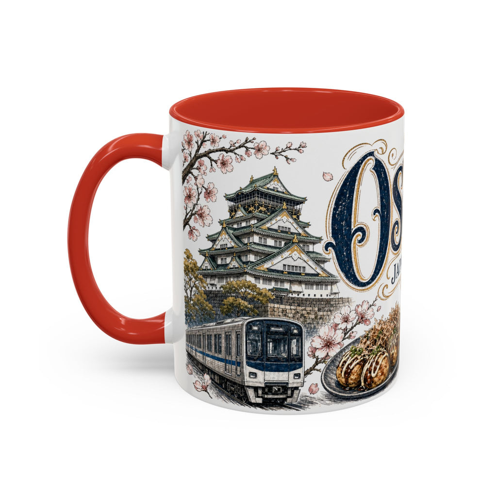 Osaka Coffee Mug | Japan Travel Souvenir | Vintage Illustrated City Gift | 11 oz 15 oz Accent Mug