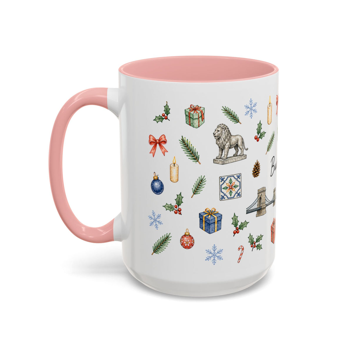Budapest Christmas Mug | Watercolor City Souvenir | Ceramic Coffee Cup (11oz 15oz)