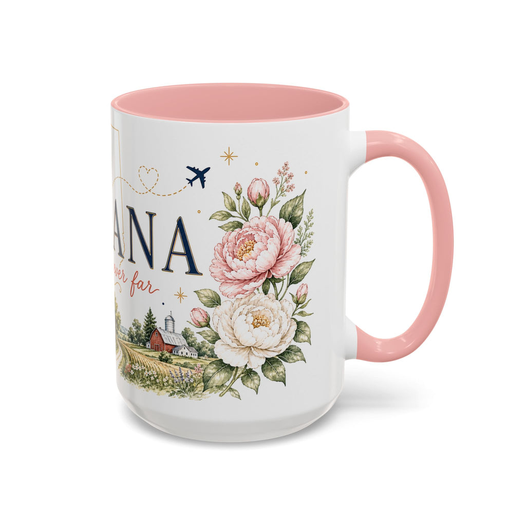 Indiana State Mug | Moving Away, Long Distance Friendship Gift | Botanical Map Accent Cup