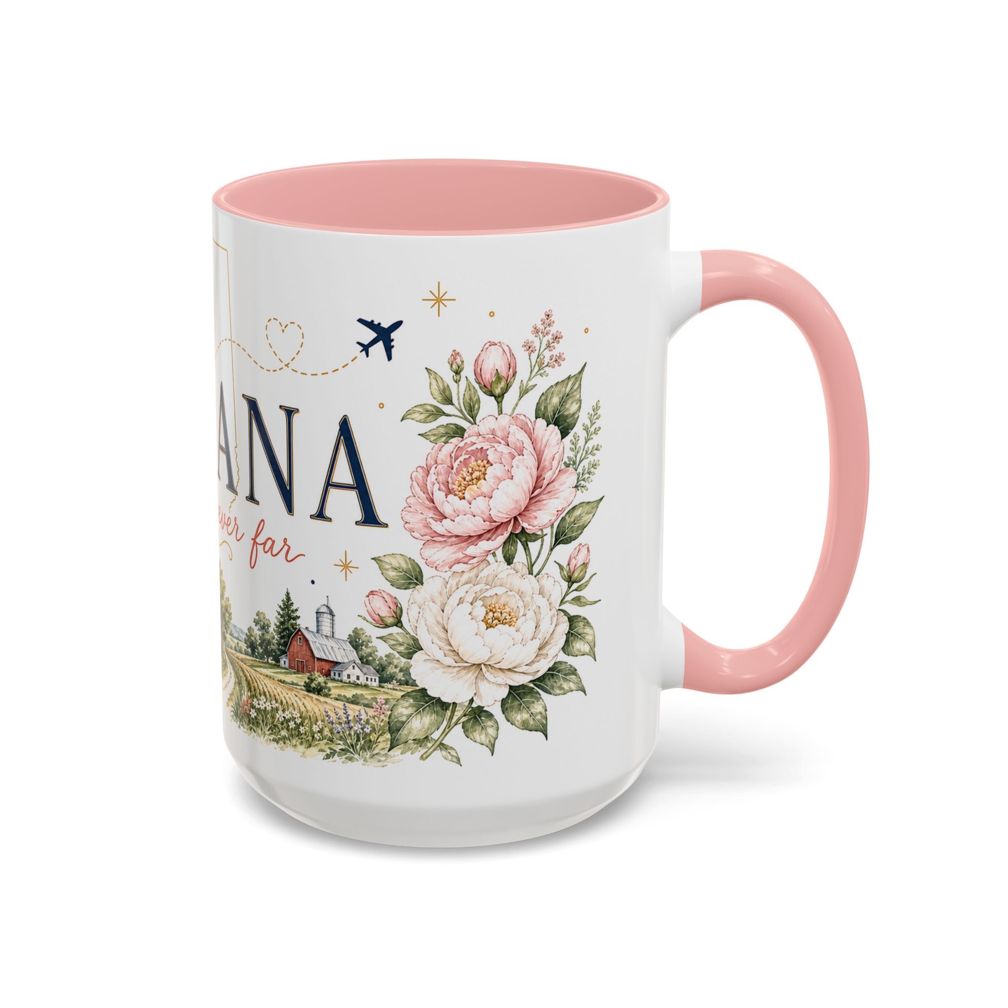Indiana State Mug | Moving Away, Long Distance Friendship Gift | Botanical Map Accent Cup