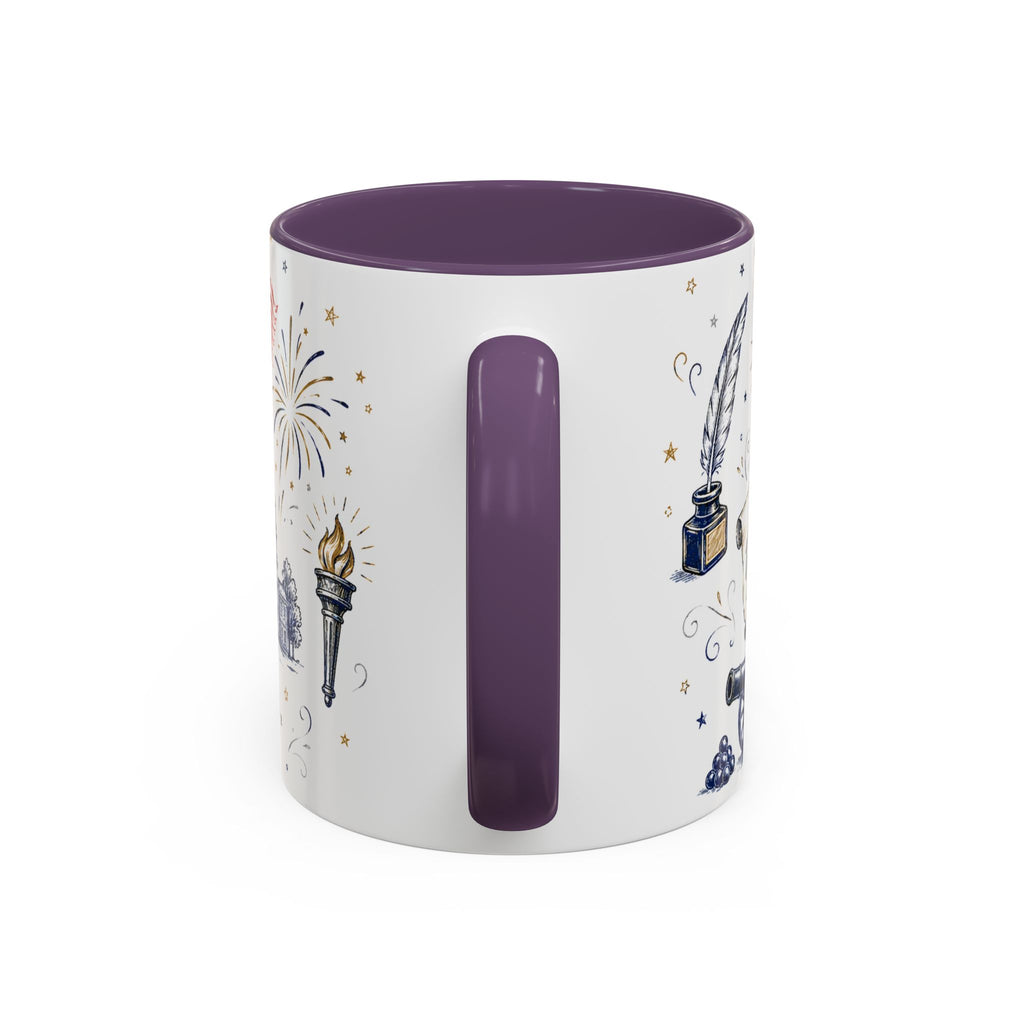 America 250 Coffee Mug | 1776-2026 Patriotic 4th of July Gift | Accent Color Ceramic 11oz 15oz