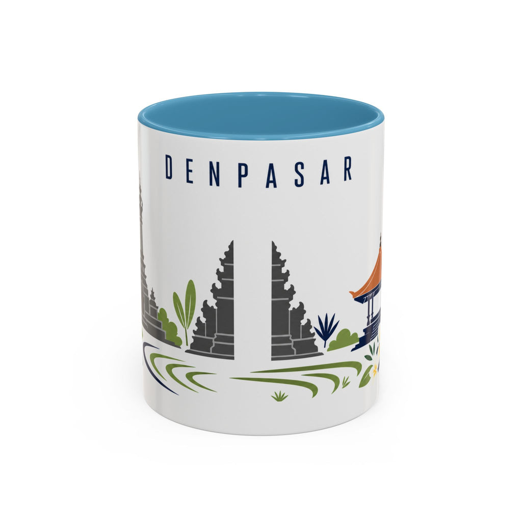 Denpasar Coffee Mug | Indonesia Travel Souvenir | Porcelain Decal City Gift | 11oz 15oz Accent Mug