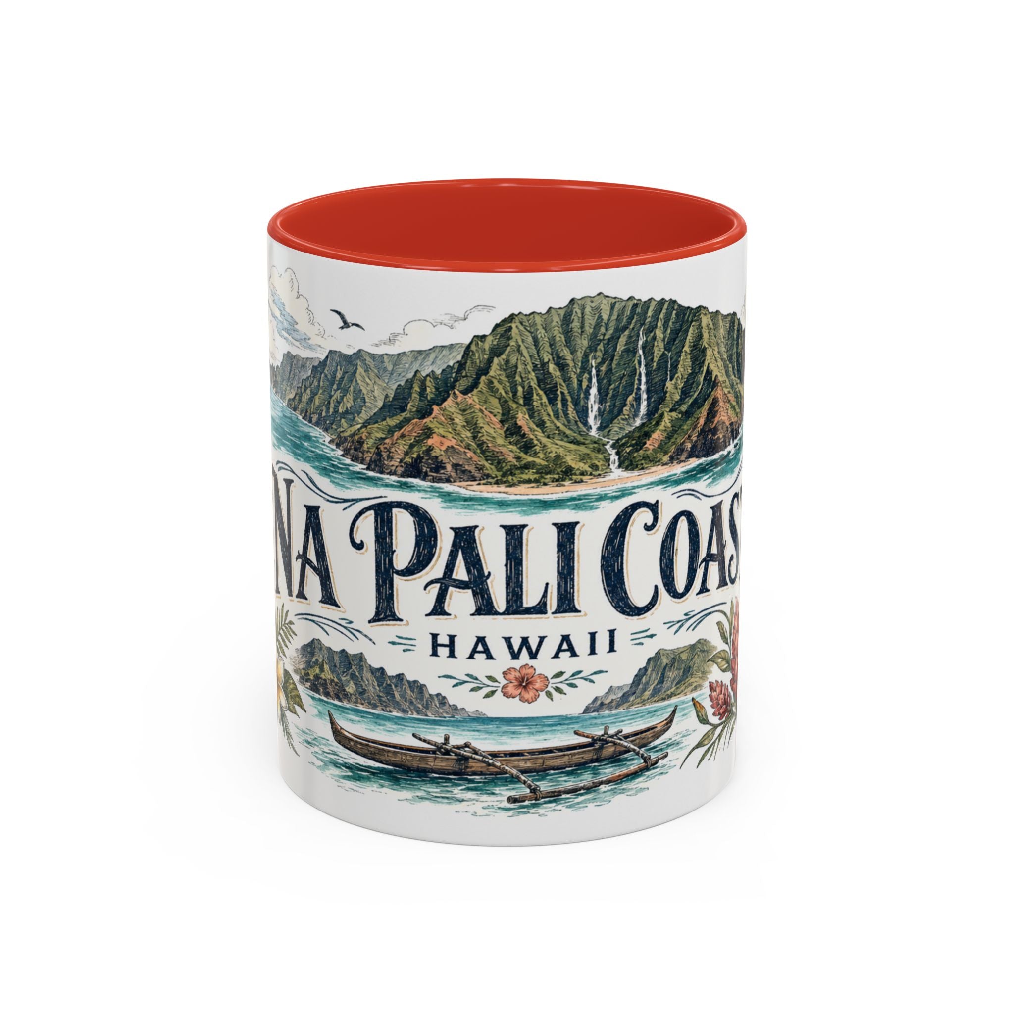 Na Pali Coast Mug, Hawaii Travel Souvenir, Bucket List Gift, Accent Ceramic Coffee Mug 11oz 15oz