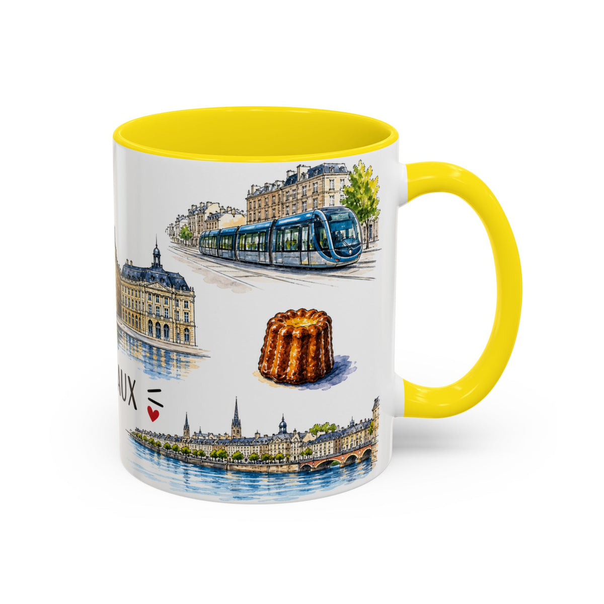Bordeaux Illustrated Travel Mug | City Souvenir Accent Coffee Mug | 11oz 15oz Ceramic Cup