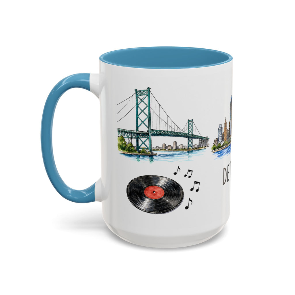 Detroit Illustrated Travel Mug | City Souvenir Accent Coffee Mug | 11oz 15oz Ceramic Cup