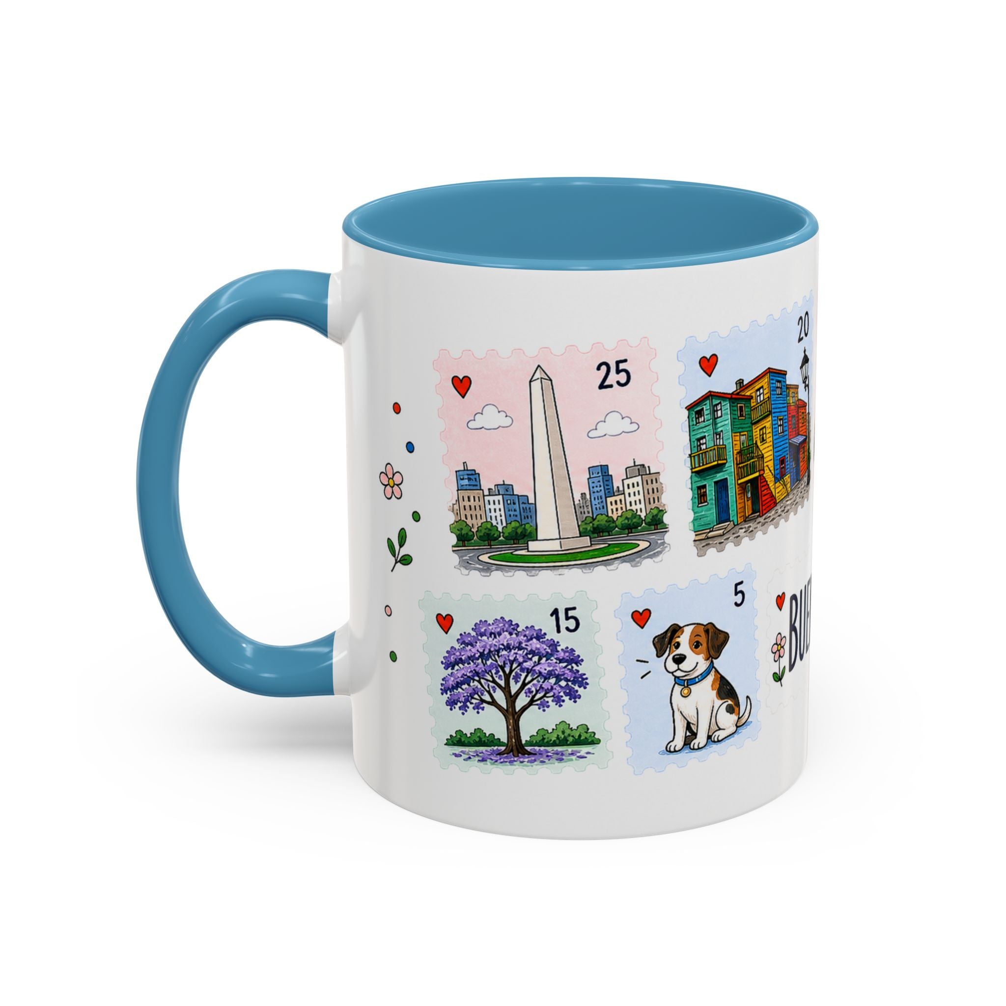 Buenos Aires Coffee Mug | Postage Stamp Collage Mug | Travel Souvenir Accent Cup 11oz 15oz