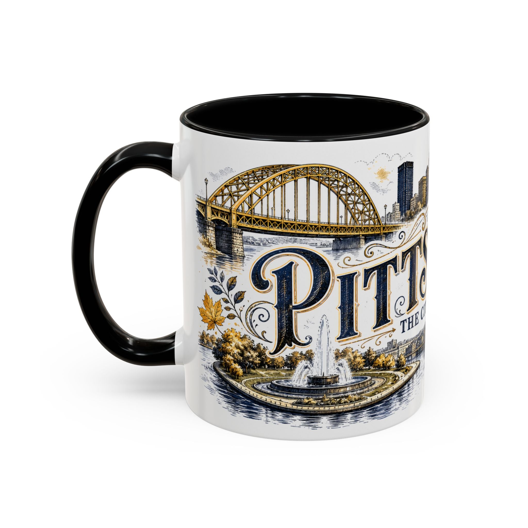 Pittsburgh Coffee Mug | United States Travel Souvenir | Vintage Illustrated City Gift | 11 oz 15 oz Accent Mug