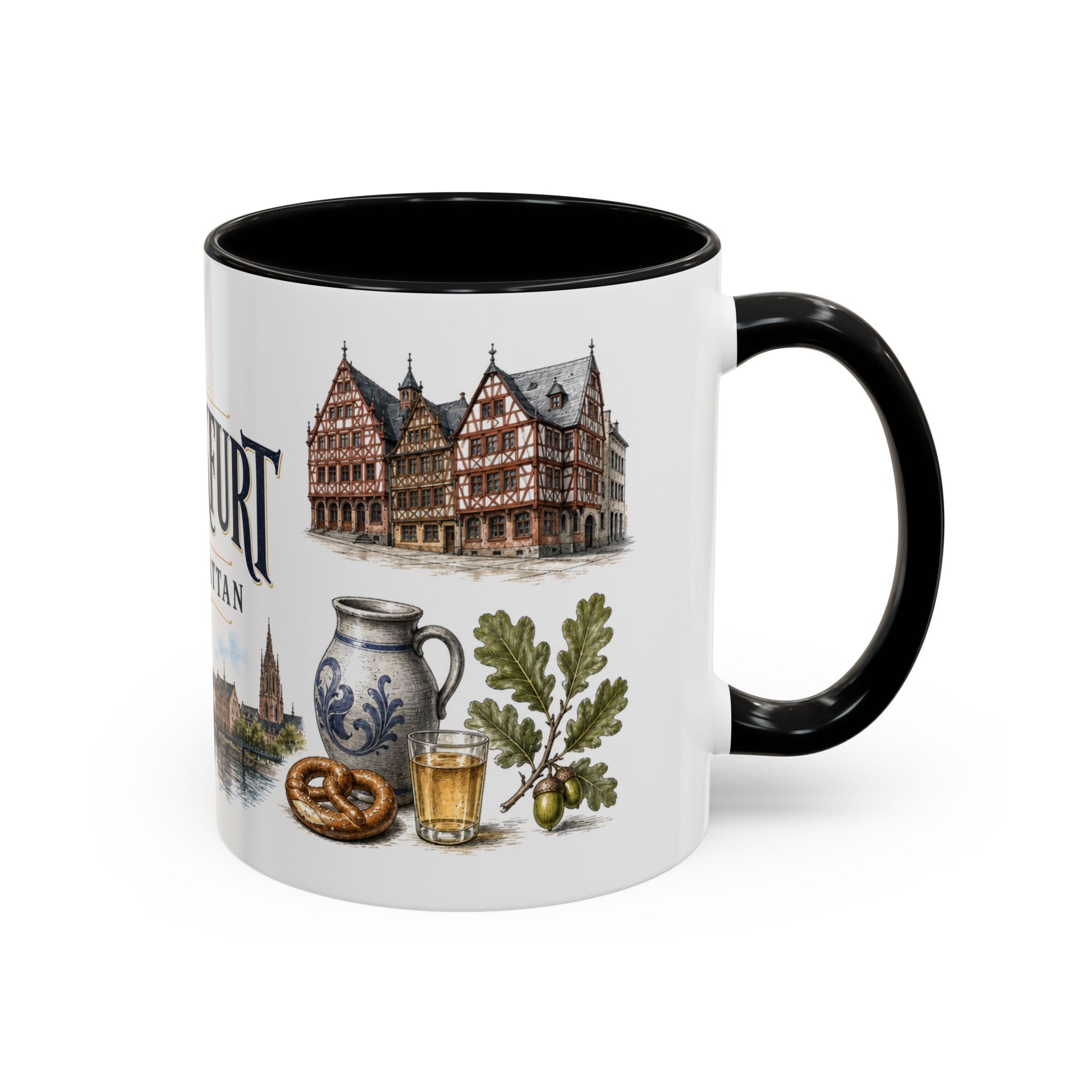Frankfurt Coffee Mug | Germany Travel Souvenir | Vintage Illustrated City Gift | 11 oz 15 oz Accent Mug