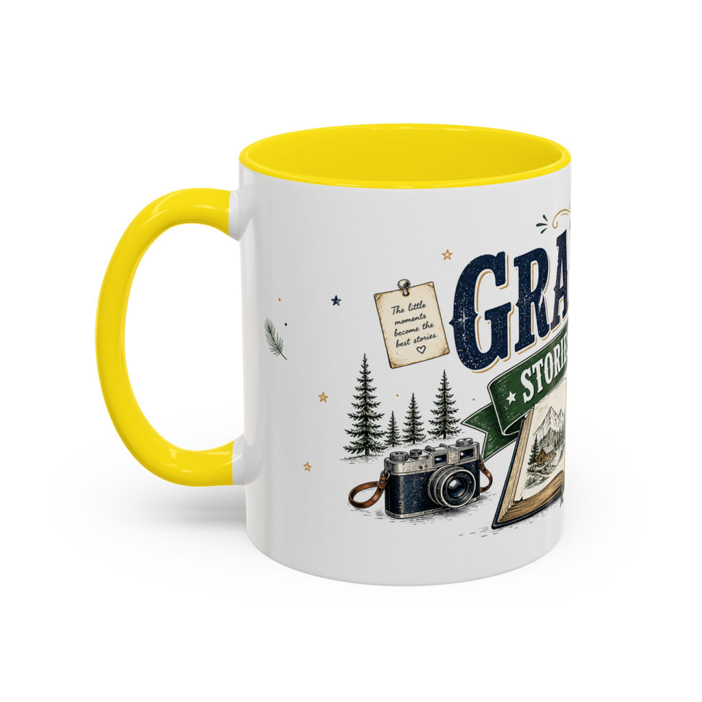 Grandpa's Stories Are The Best Coffee Mug | Gift From Grandkids | Accent Color Ceramic 11oz 15oz