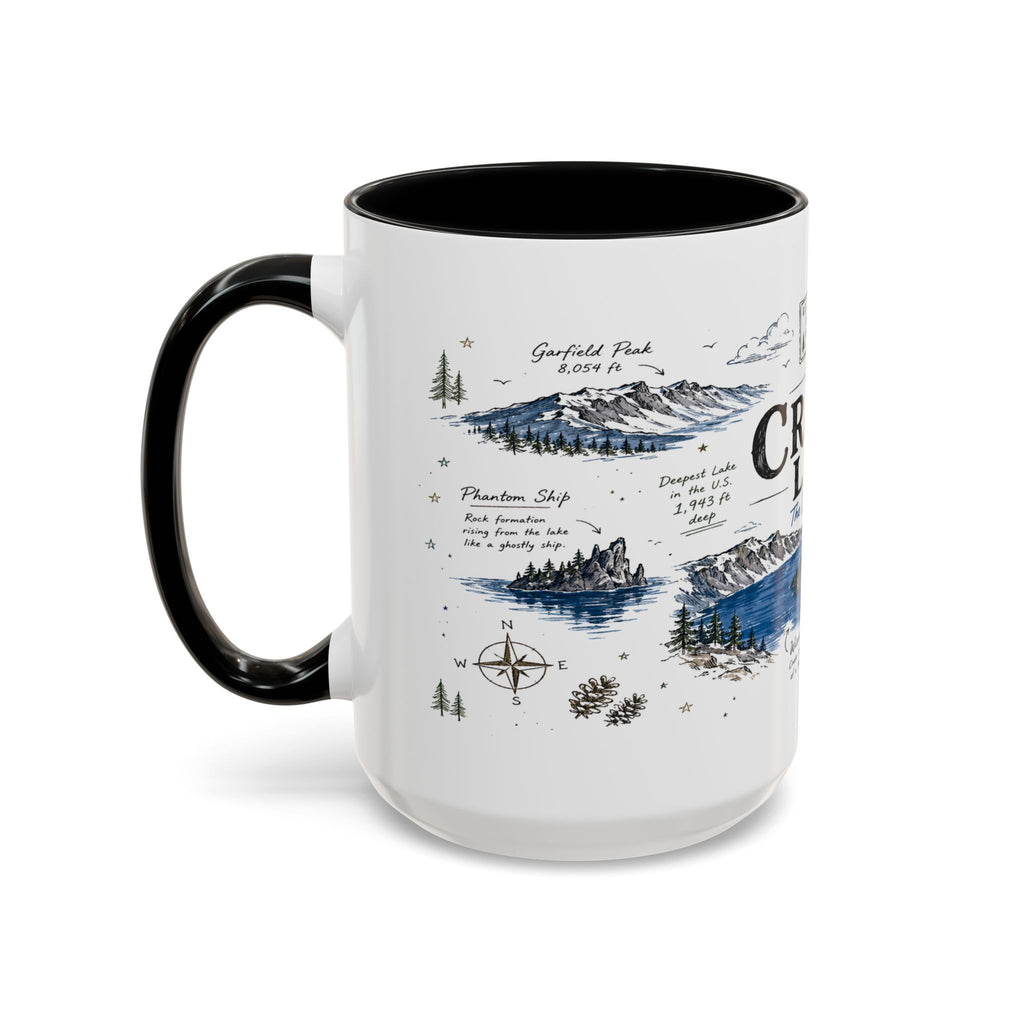 Crater Lake National Park Coffee Mug | Oregon Volcano Blue Lake Hiking Gift | Accent Color Ceramic 11oz 15oz