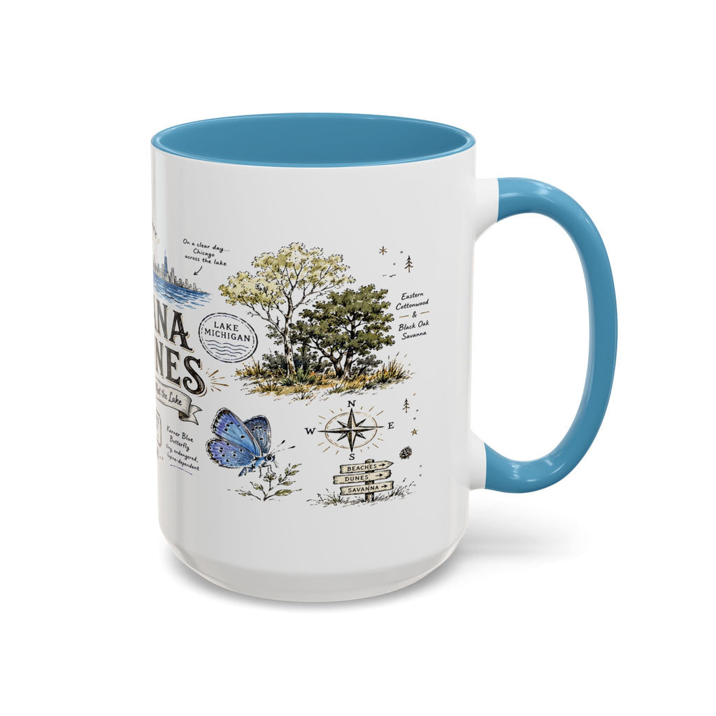Indiana Dunes National Park Coffee Mug | Indiana Lake Michigan Beach Gift | Accent Color Ceramic 11oz 15oz