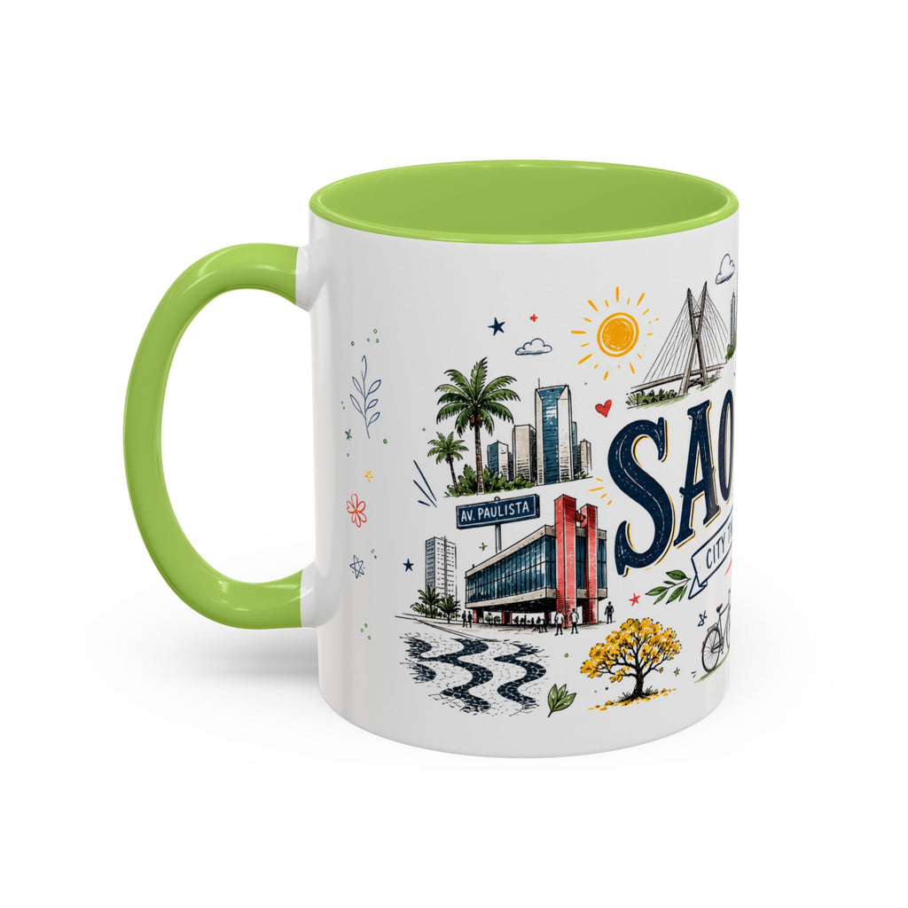 Sao Paulo Coffee Mug | Brazil Souvenir Travel Gift | Accent Color Ceramic 11oz 15oz