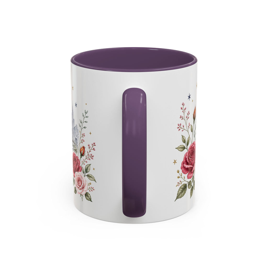 New York State Map Mug | Botanical Rose Accents, Long Distance Friendship Gift