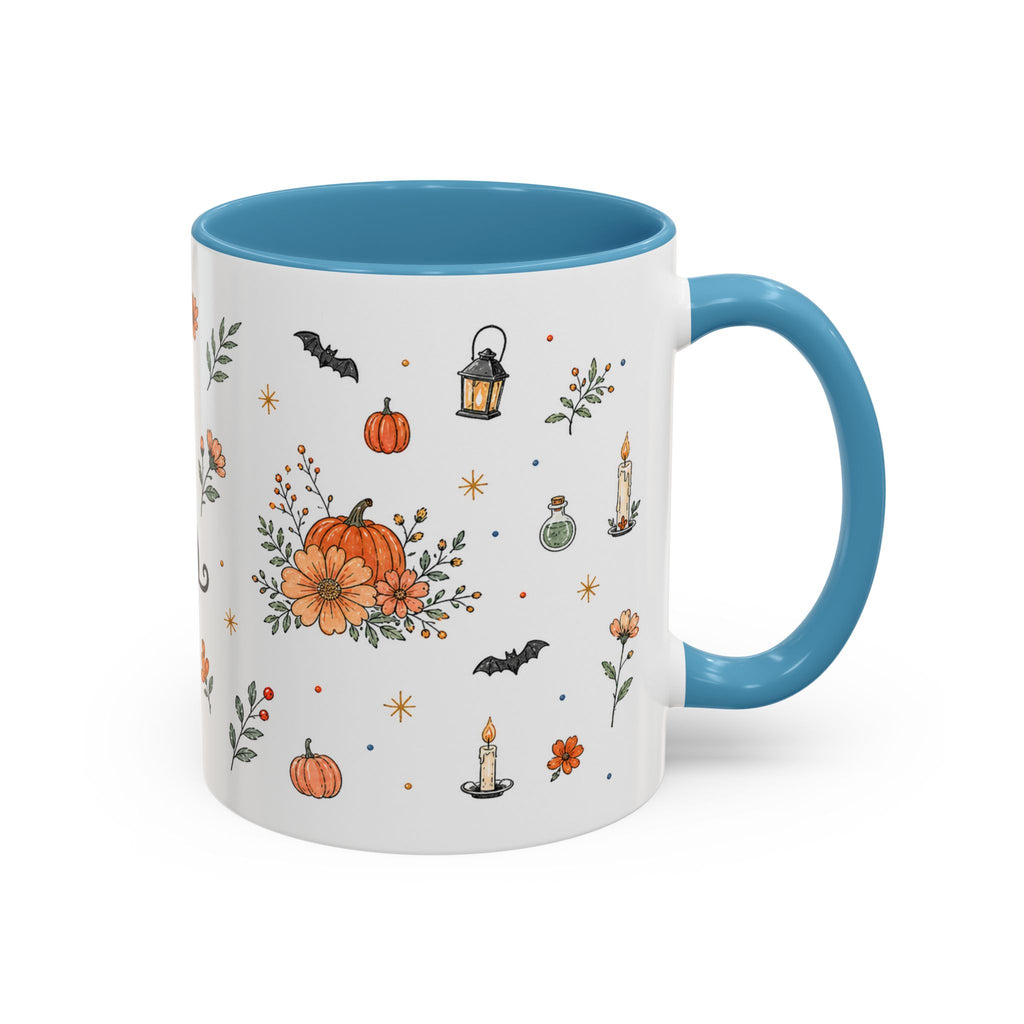 Black Cat Halloween Mug | Pumpkin Moon Watercolor Gift | Spooky Accent Cup 11oz 15oz