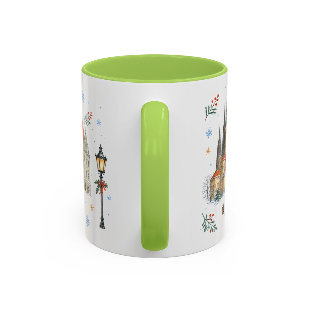 Prague Christmas Mug | Watercolor Travel Souvenir | Holiday Gift | Accent Ceramic Coffee Cup 11oz 15oz