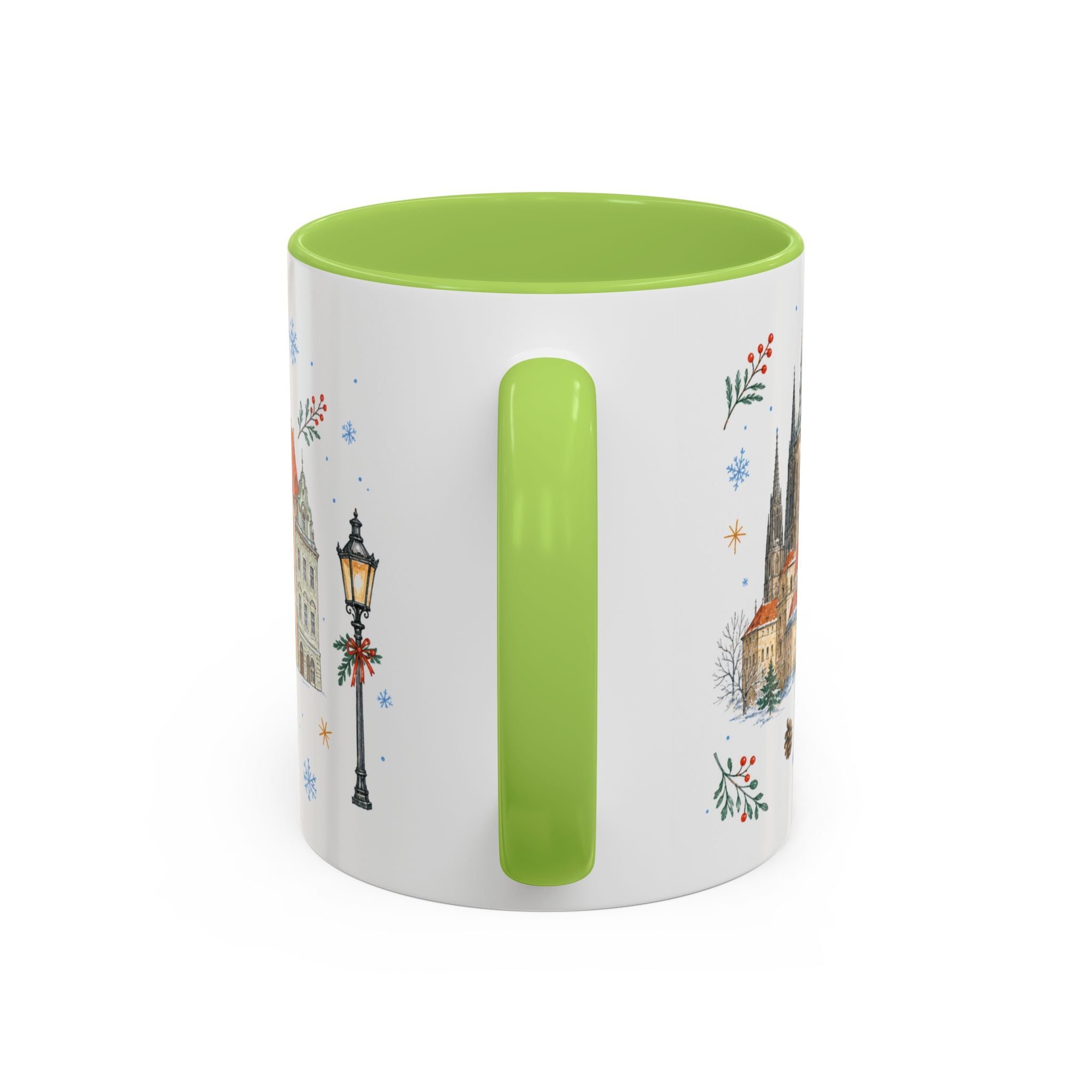 Prague Christmas Mug | Watercolor Travel Souvenir | Holiday Gift | Accent Ceramic Coffee Cup 11oz 15oz