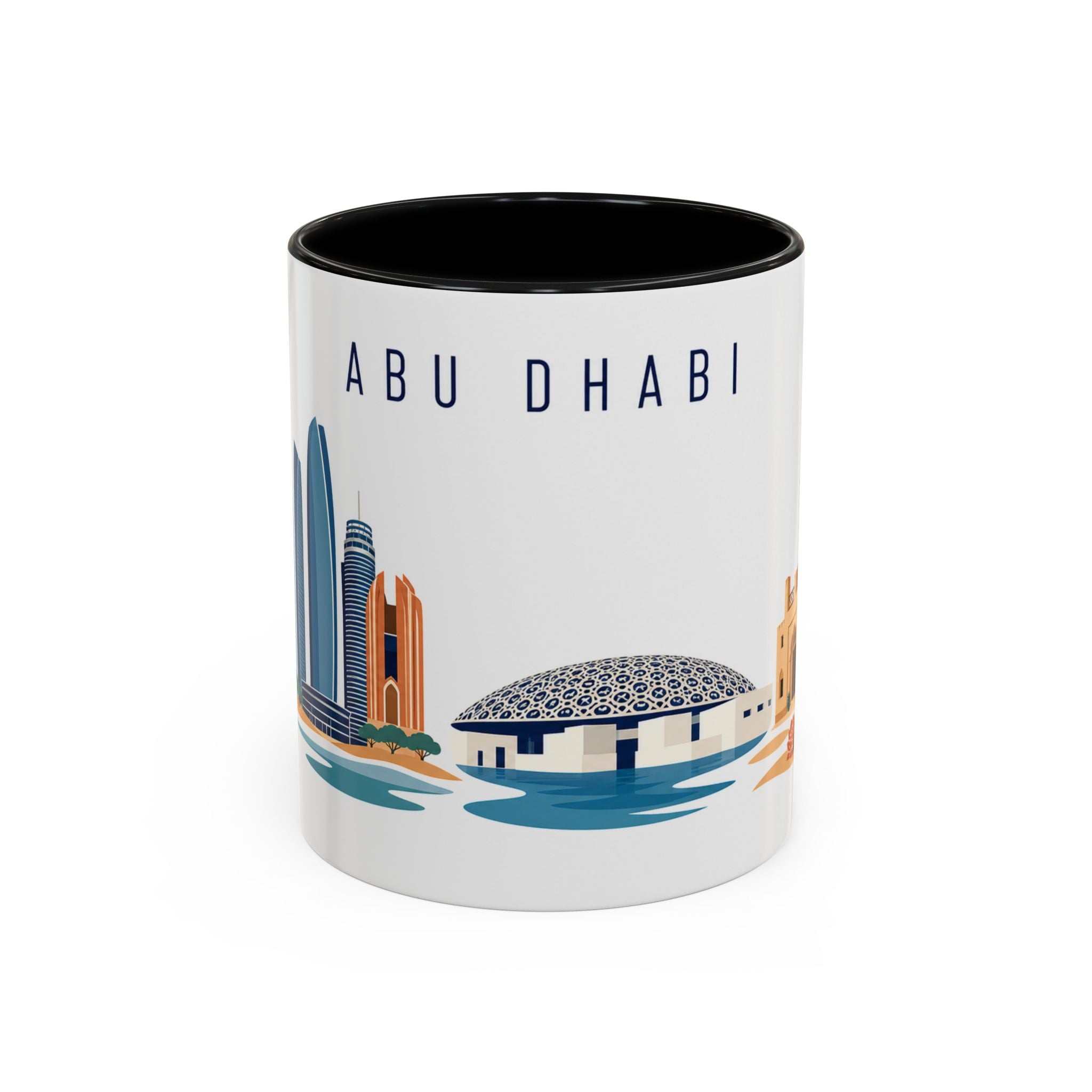 Abu Dhabi Coffee Mug | United Arab Emirates Travel Souvenir | Porcelain Decal City Gift | 11oz 15oz Accent Mug