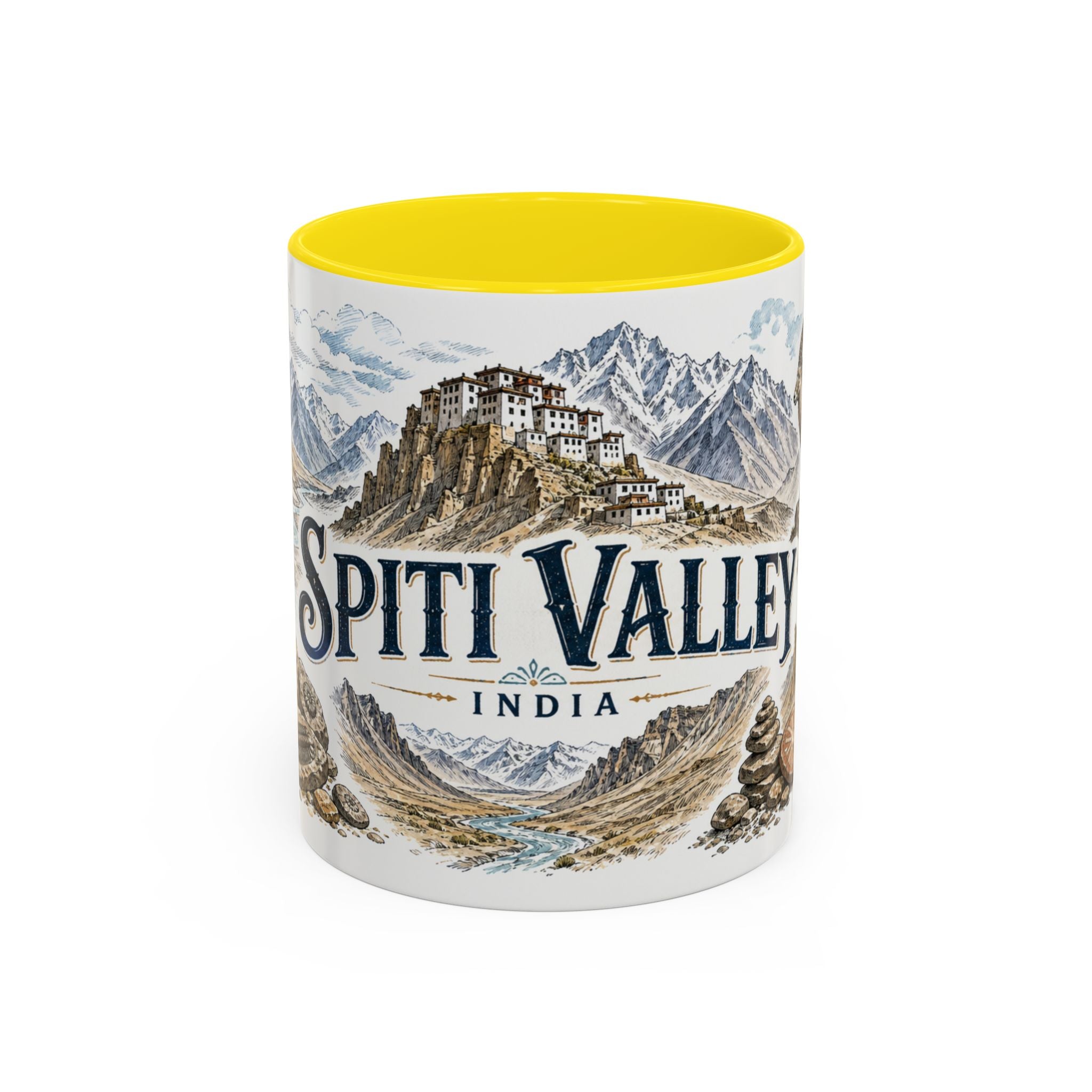 Spiti Valley Mug, India Travel Souvenir, Bucket List Gift, Accent Ceramic Coffee Mug 11oz 15oz