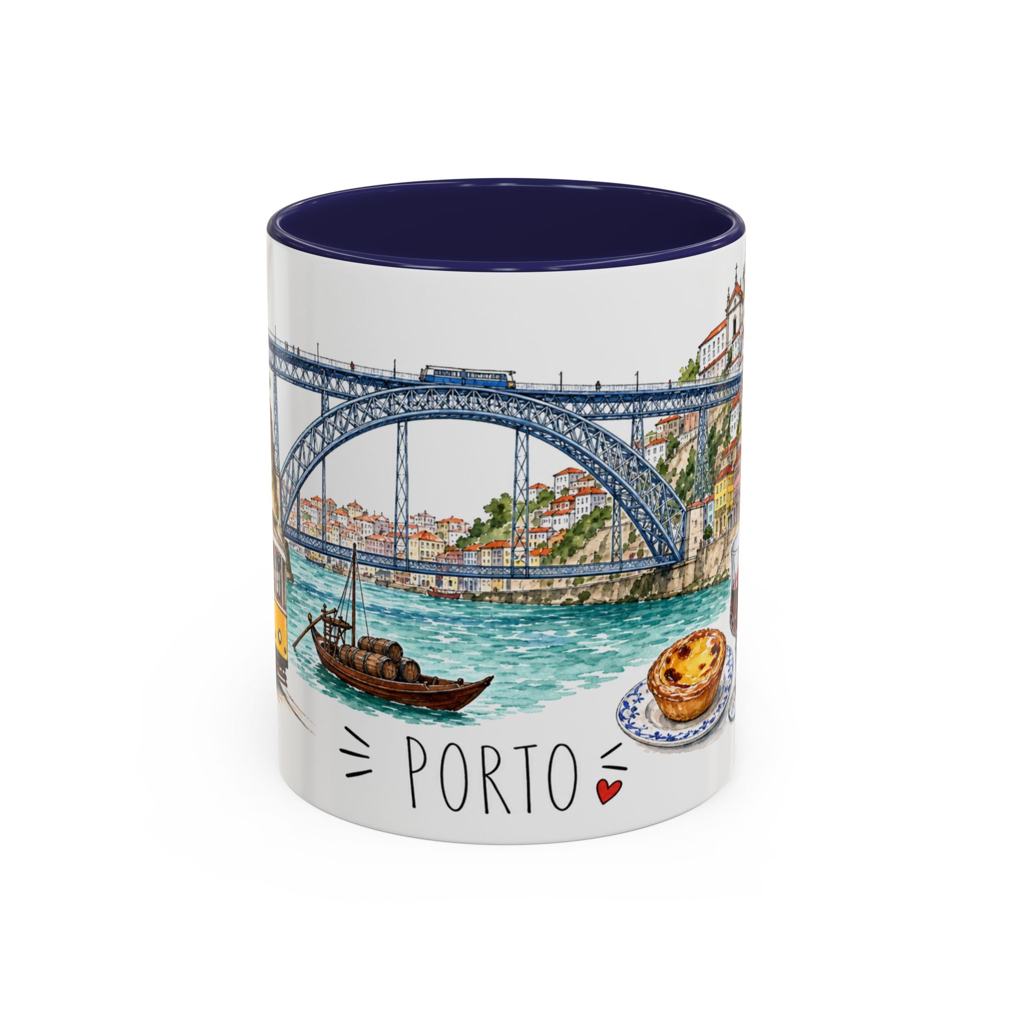 Porto Illustrated Travel Mug | City Souvenir Accent Coffee Mug | 11oz 15oz Ceramic Cup