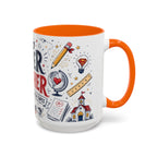 Super Teacher Coffee Mug | All Heroes Wear Capes Teacher Gift | Accent Color Ceramic 11oz 15oz