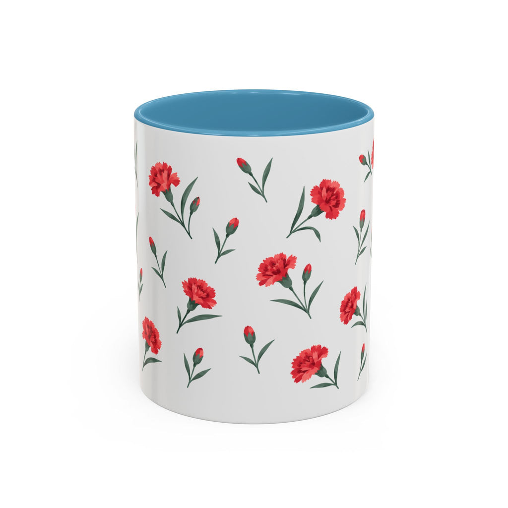 Ohio Scarlet Carnation Mug, State Flower Floral Coffee Cup, 11oz Botanical Gift