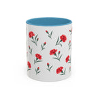 Ohio Scarlet Carnation Mug, State Flower Floral Coffee Cup, 11oz Botanical Gift