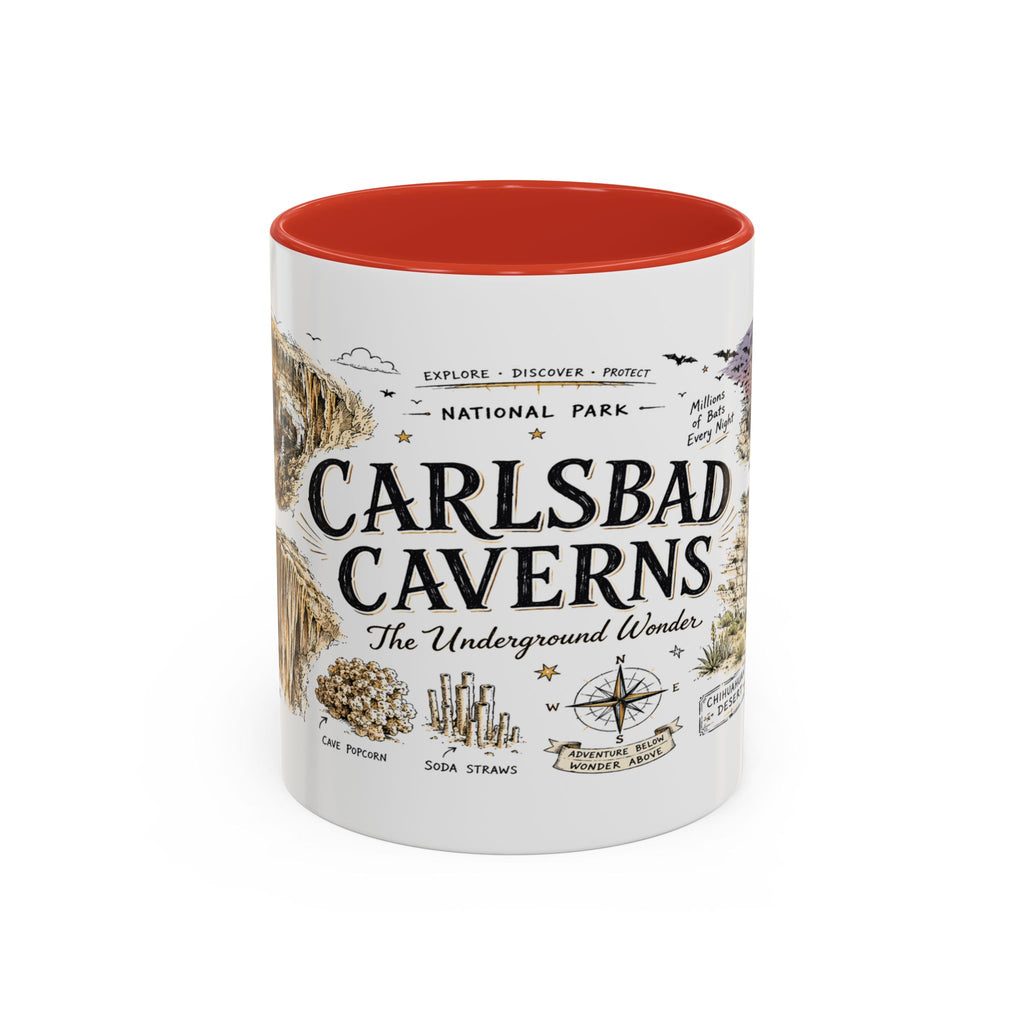 Carlsbad Caverns National Park Coffee Mug | New Mexico Cave Exploration Bat Gift | Accent Color Ceramic 11oz 15oz