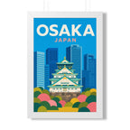 Osaka Japan Framed Poster | Vintage Travel Wall Art | Black Walnut White Frame | 16x24 20x30