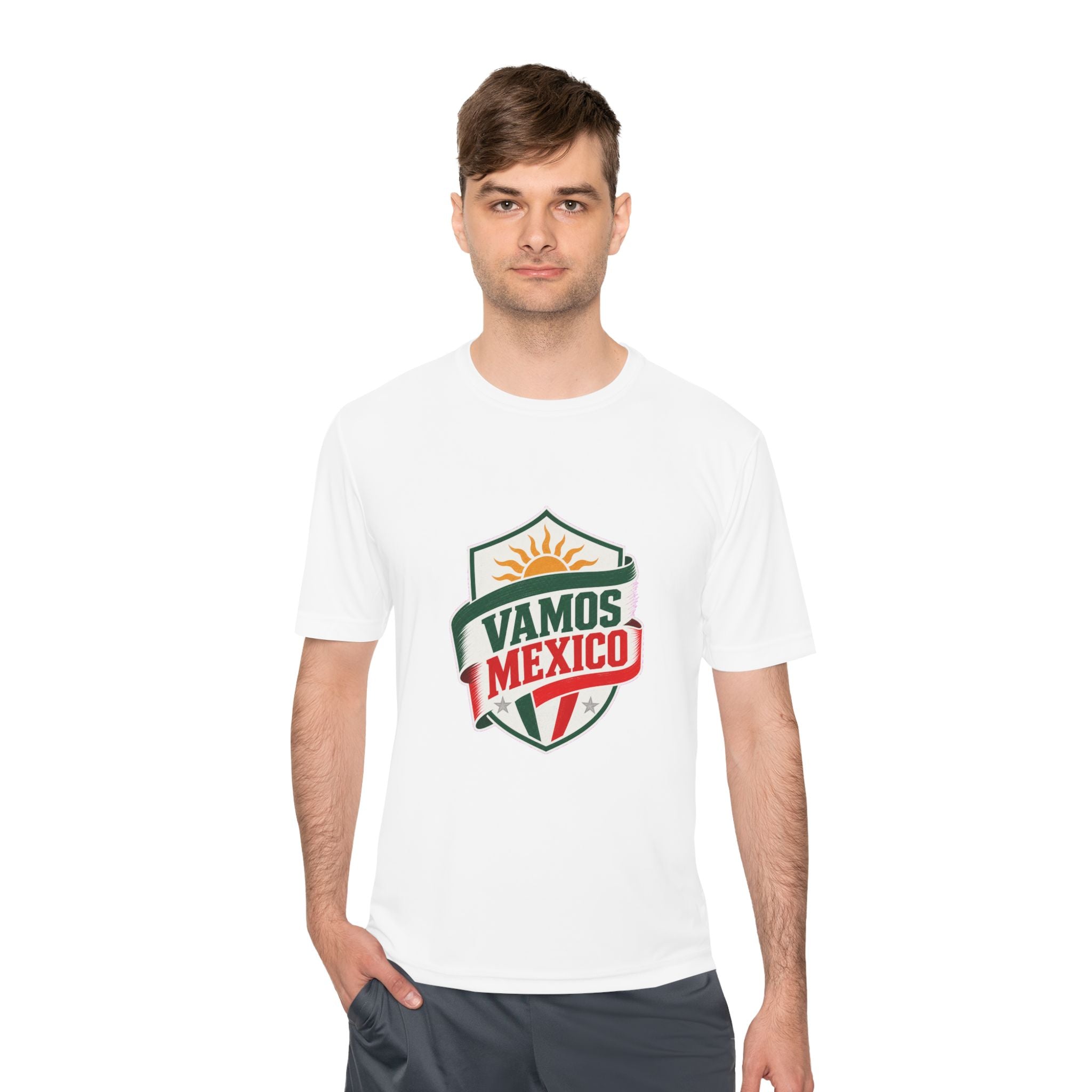 Vamos Mexico Soccer Fan Tee, Moisture Wicking Sport Shirt