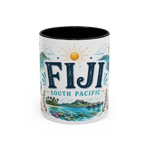 Fiji Coffee Mug | Travel Destination Souvenir Gift | Accent Color Ceramic 11oz 15oz