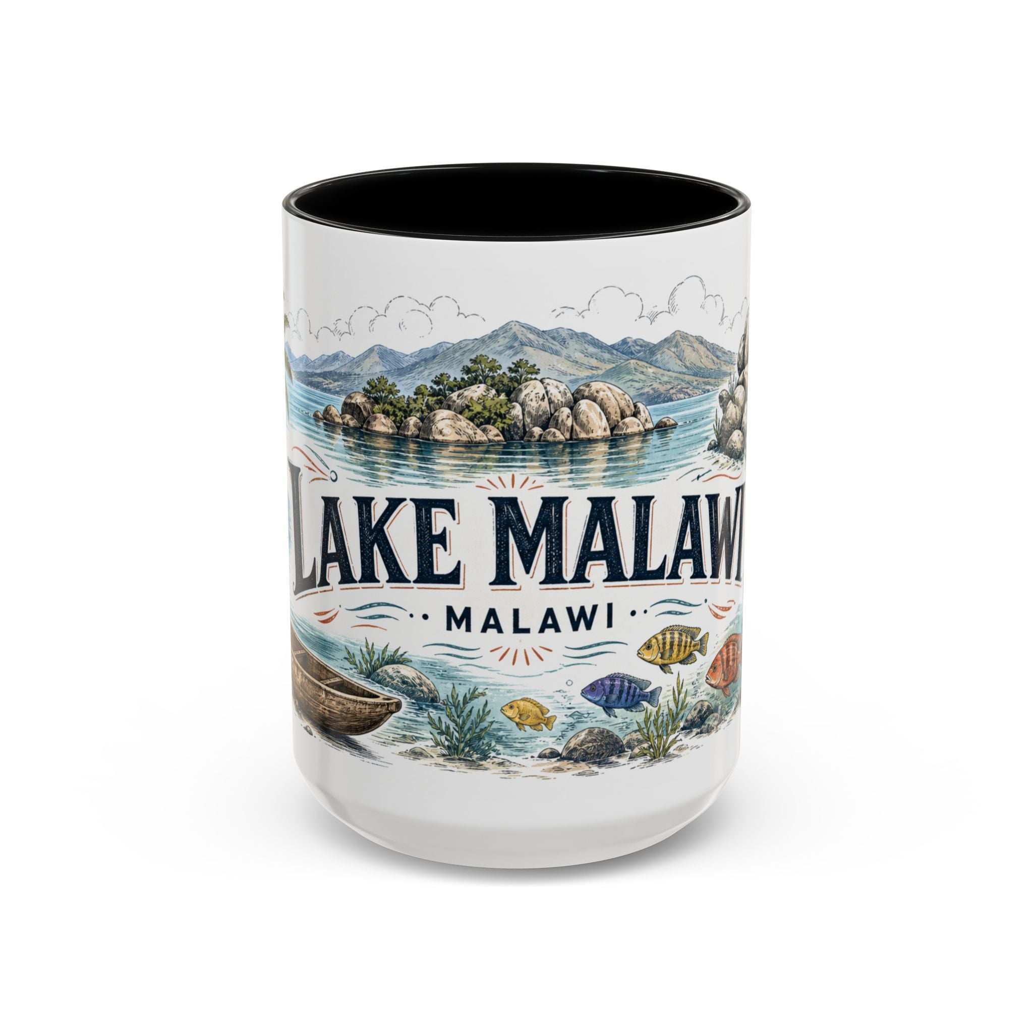 Lake Malawi Mug, Malawi Travel Souvenir, Bucket List Gift, Accent Ceramic Coffee Mug 11oz 15oz