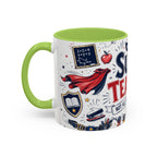 Super Teacher Coffee Mug | All Heroes Wear Capes Teacher Gift | Accent Color Ceramic 11oz 15oz