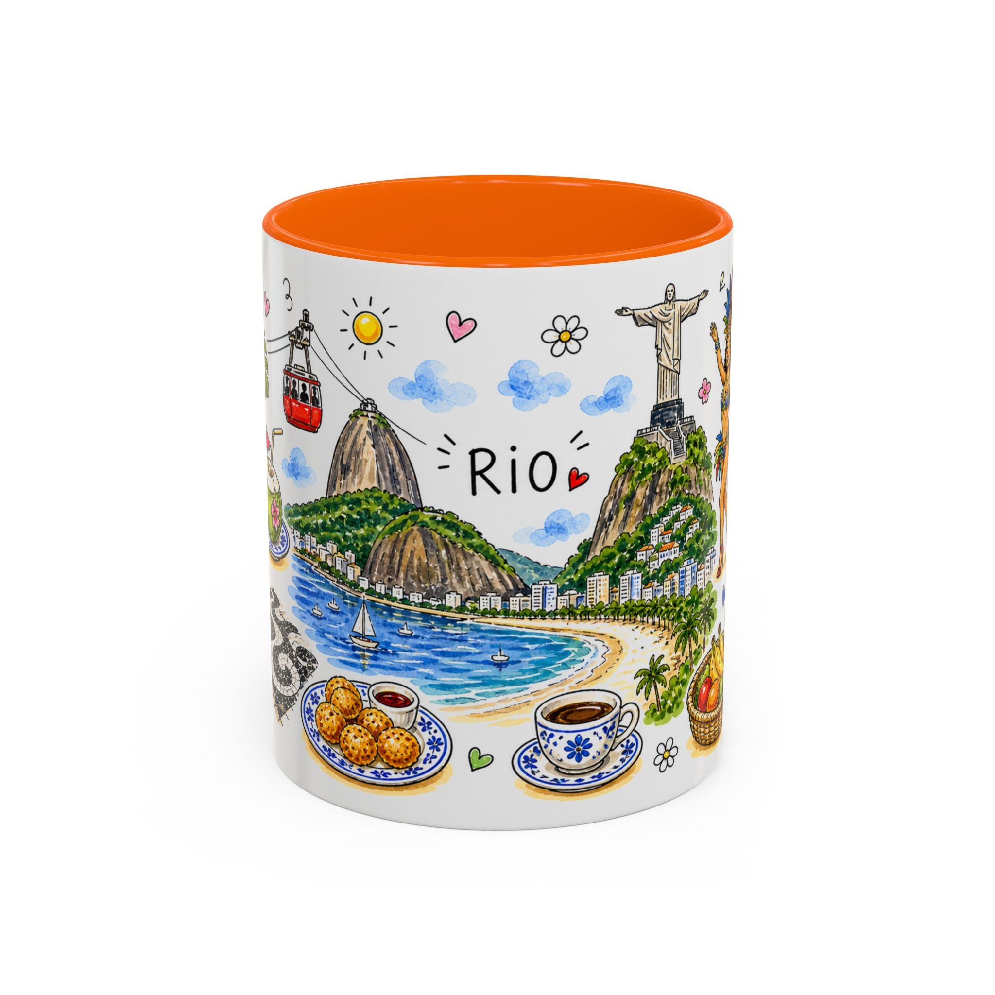 Rio de Janeiro Illustrated Travel Mug | City Souvenir Accent Coffee Mug | 11oz 15oz Ceramic Cup