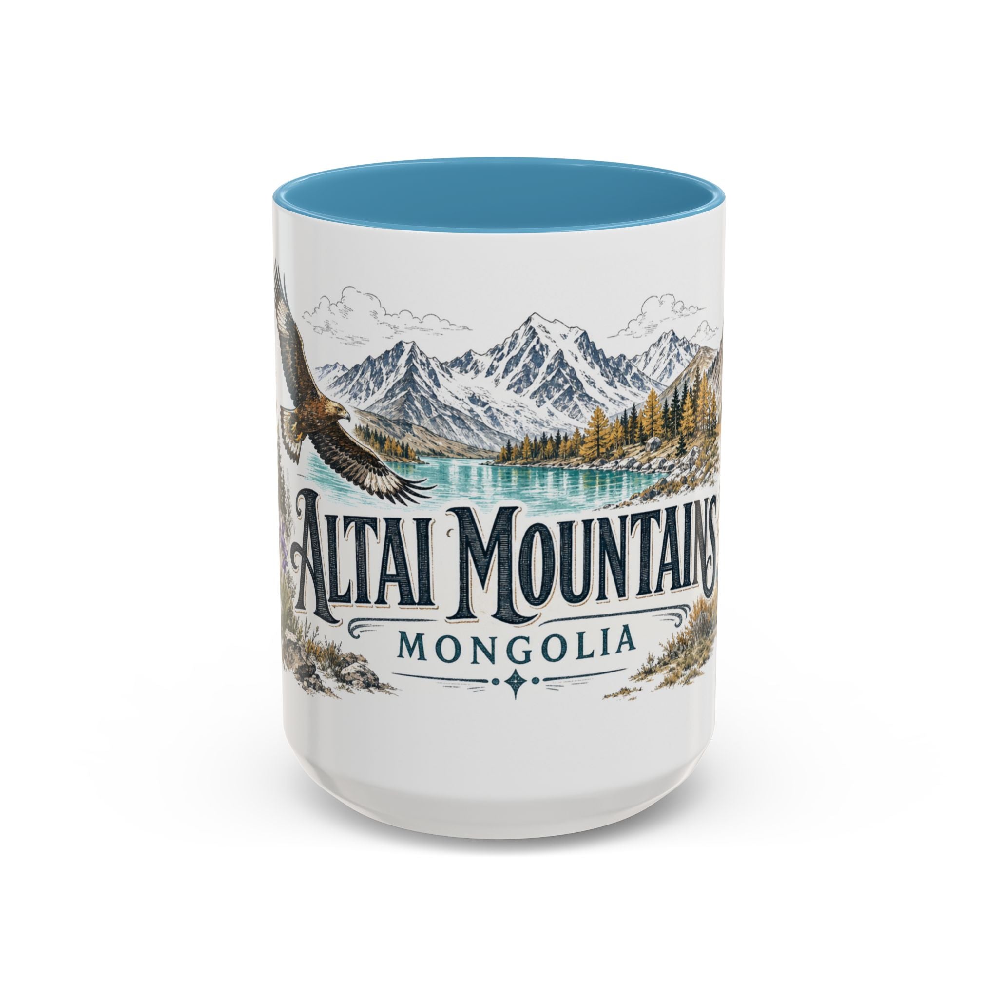 Altai Mountains Mug, Mongolia Travel Souvenir, Bucket List Gift, Accent Ceramic Coffee Mug 11oz 15oz