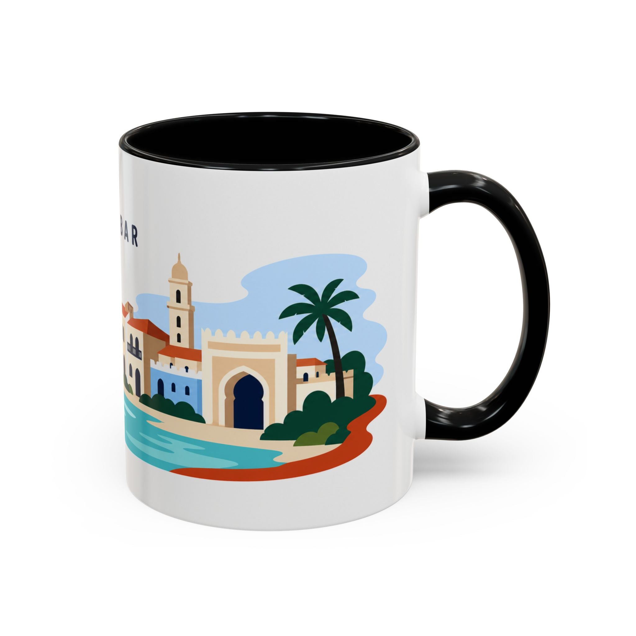 Zanzibar Coffee Mug | Travel Destination Souvenir Gift | Accent Color Ceramic 11oz 15oz