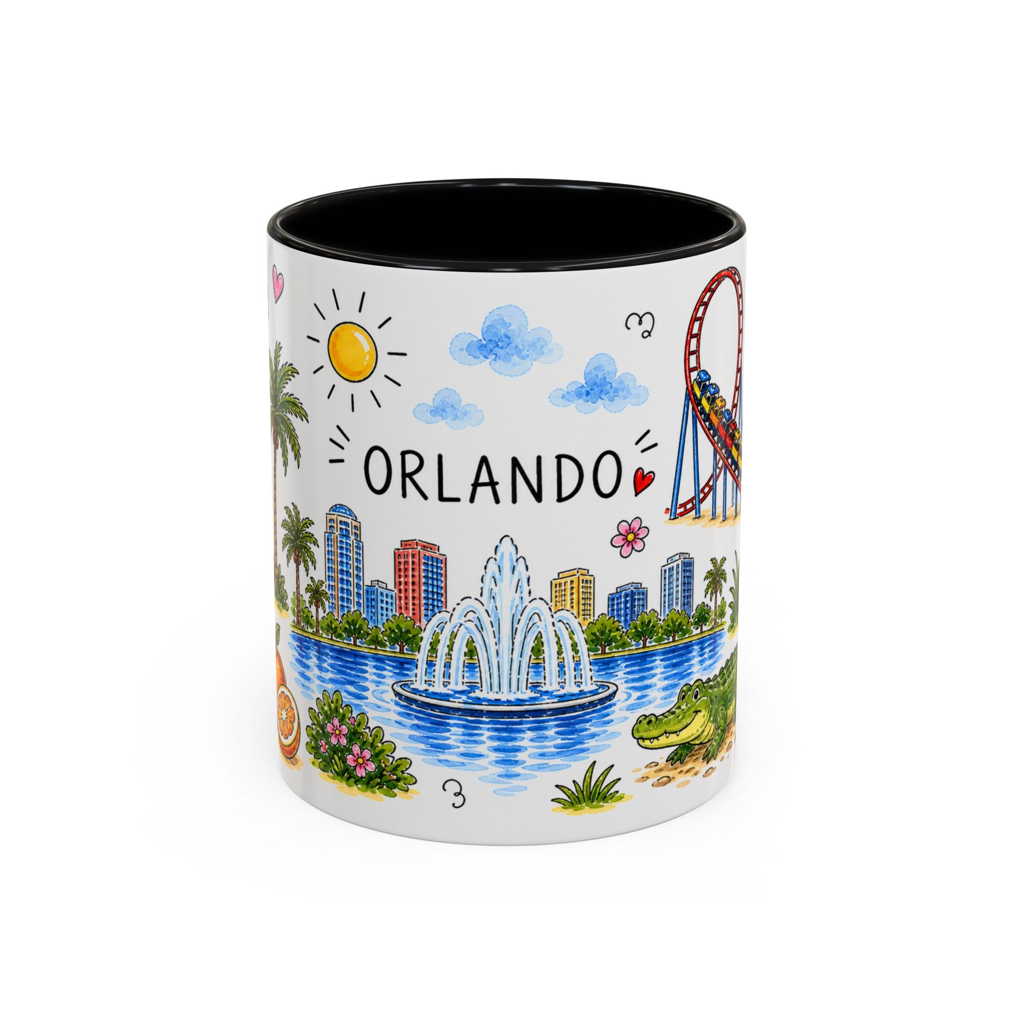 Orlando Illustrated Travel Mug | City Souvenir Accent Coffee Mug | 11oz 15oz Ceramic Cup