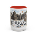 Ellora Caves Mug, India Travel Souvenir, Bucket List Gift, Accent Ceramic Coffee Mug 11oz 15oz