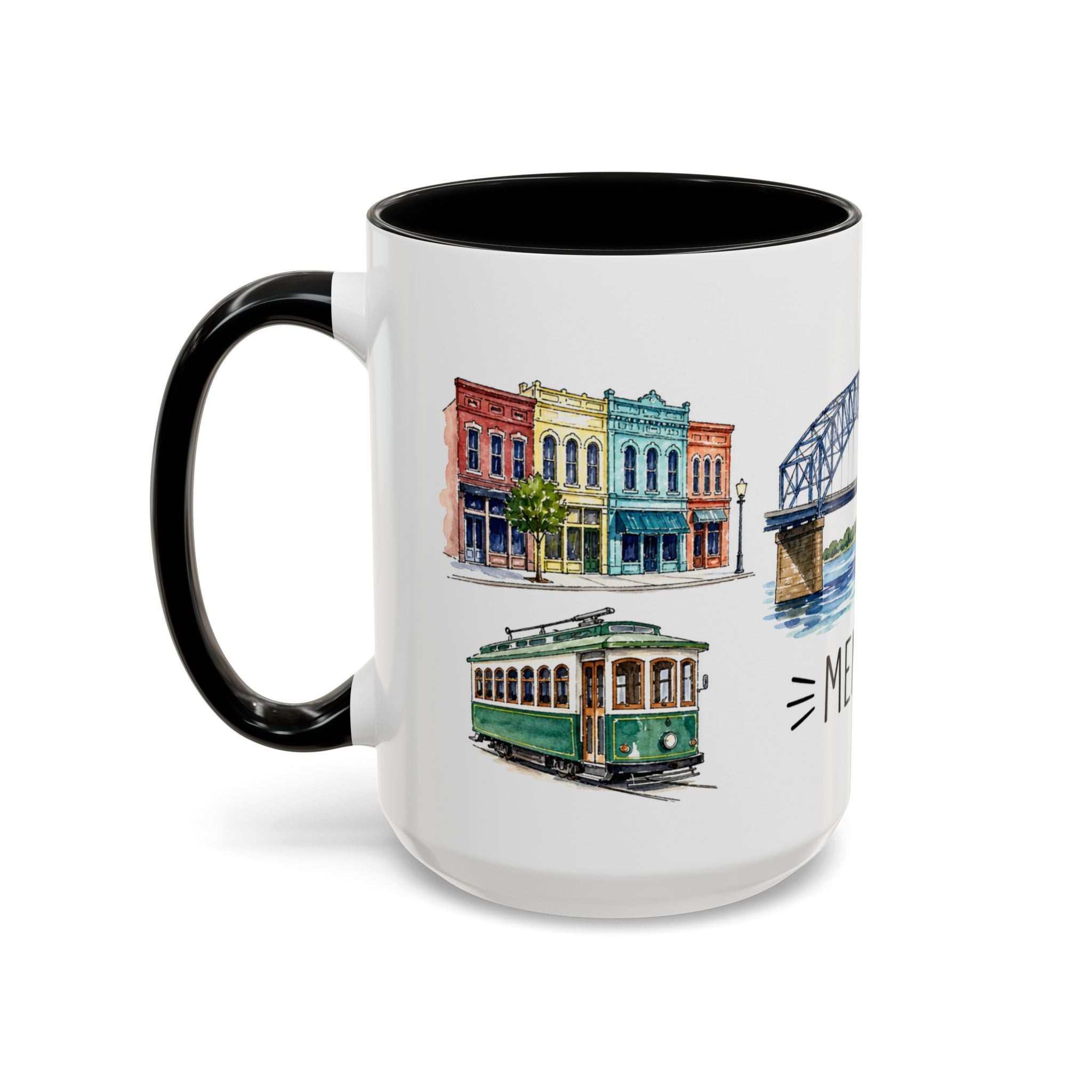 Memphis Illustrated Travel Mug | City Souvenir Accent Coffee Mug | 11oz 15oz Ceramic Cup