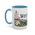 West Virginia State Map Mug | Appalachian Bridge, Rhododendron Accent Coffee Cup