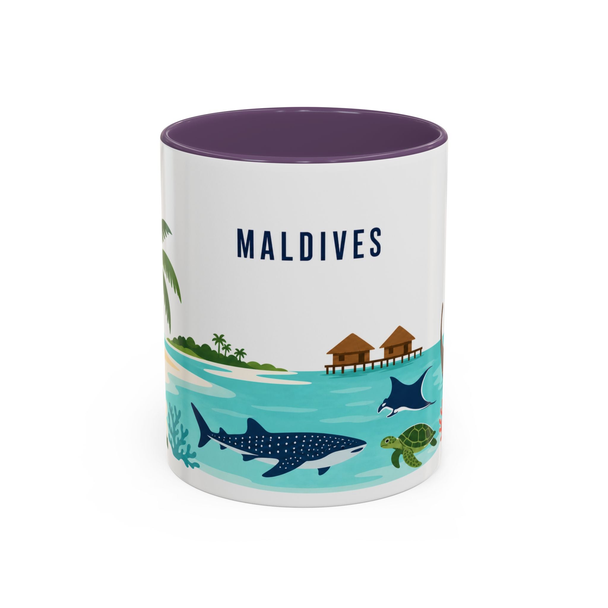 Maldives Coffee Mug | Travel Destination Souvenir Gift | Accent Color Ceramic 11oz 15oz