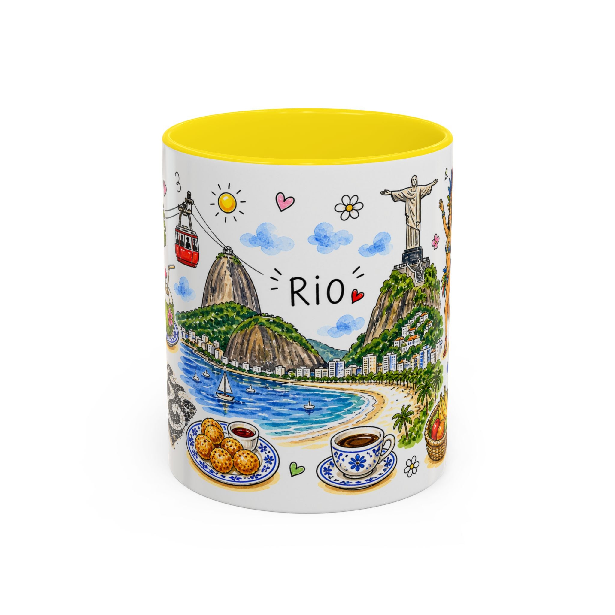 Rio de Janeiro Illustrated Travel Mug | City Souvenir Accent Coffee Mug | 11oz 15oz Ceramic Cup