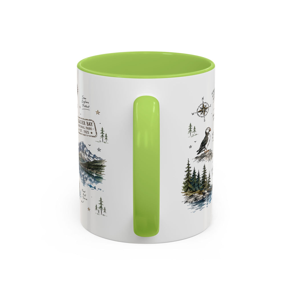 Glacier Bay National Park Coffee Mug | Alaska Wilderness Kayaking Gift | Accent Color Ceramic 11oz 15oz