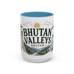 Bhutan Valleys Coffee Mug | Travel Destination Souvenir Gift | Accent Color Ceramic 11oz 15oz