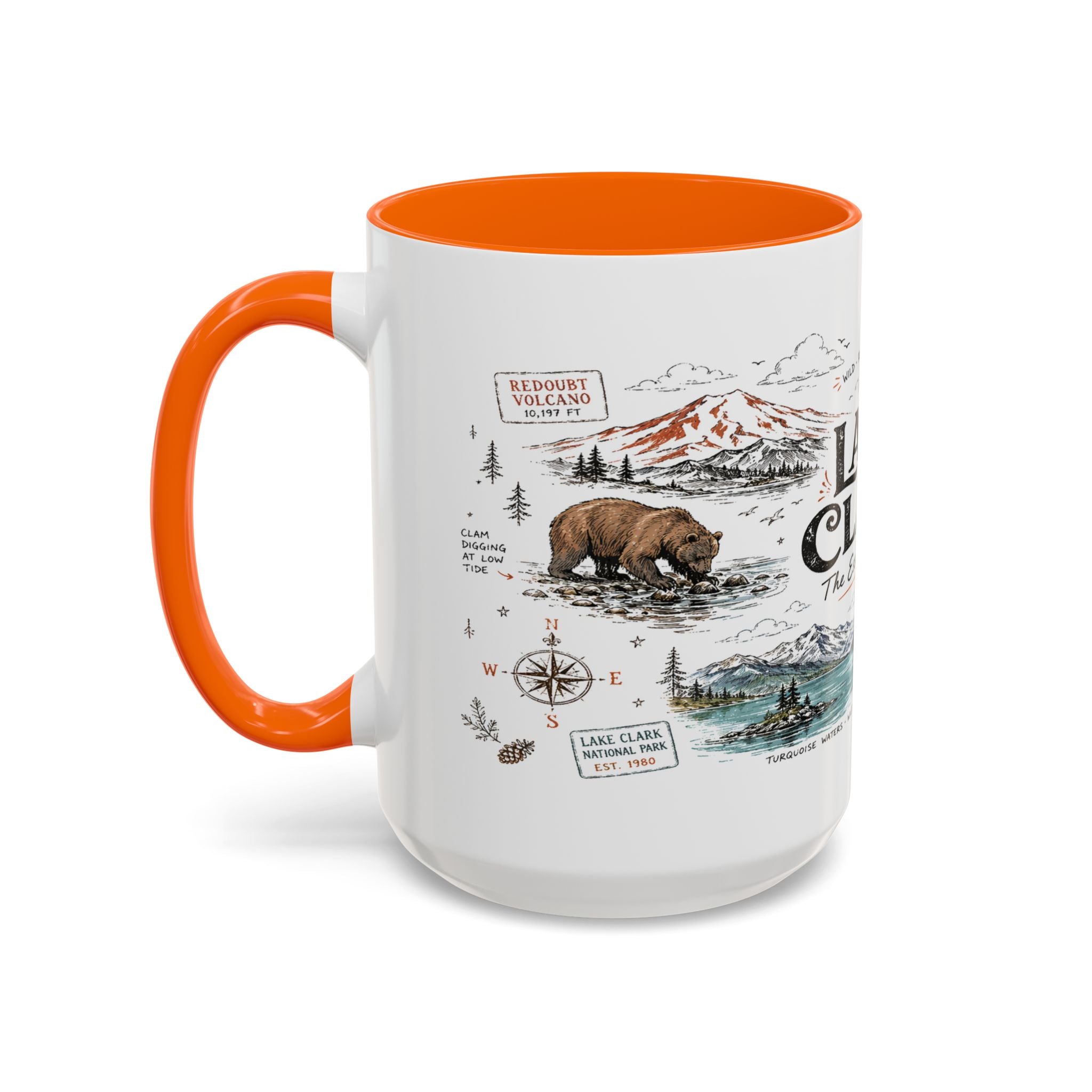 Lake Clark National Park Coffee Mug | Alaska Fly-in Wilderness Adventure Gift | Accent Color Ceramic 11oz 15oz