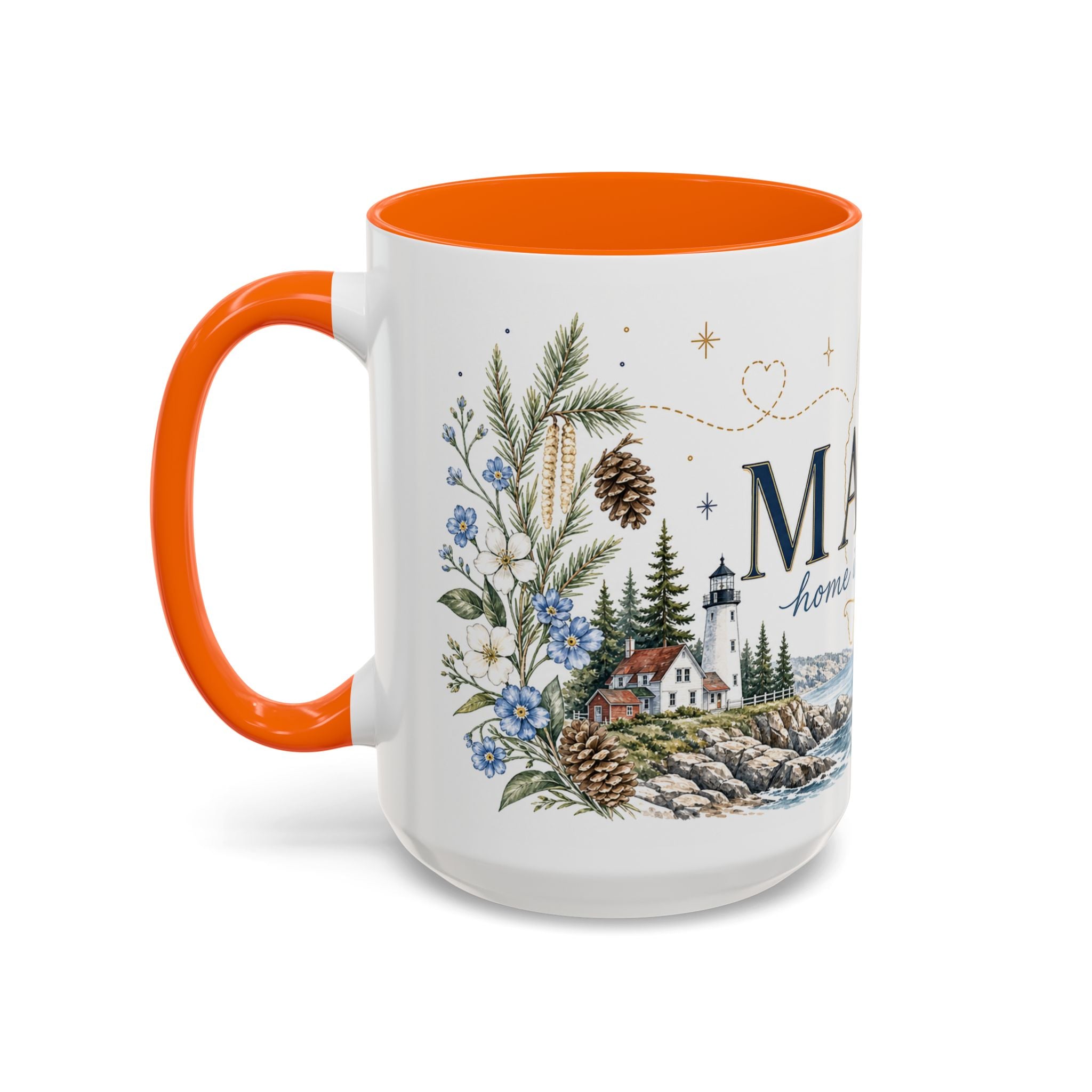 Maine State Mug | Moving Away, Long Distance Friendship Gift | 11oz 15oz Accent Mug