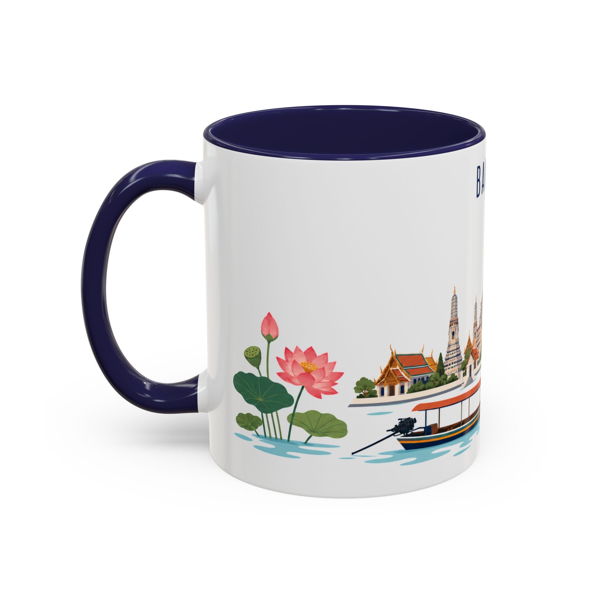 Bangkok Coffee Mug | Thailand Travel Souvenir | Porcelain Decal City Gift | 11oz 15oz Accent Mug