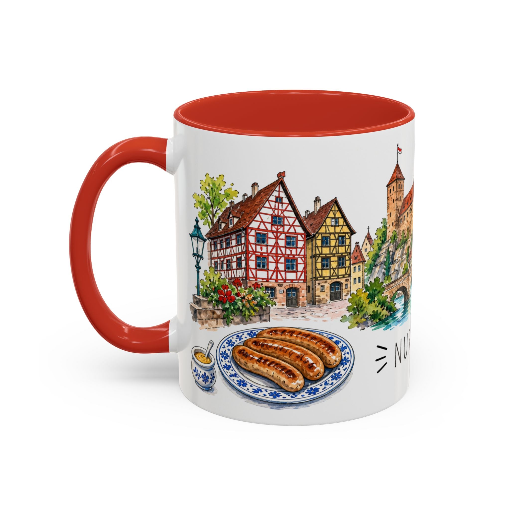 Nuremberg Illustrated Travel Mug | City Souvenir Accent Coffee Mug | 11oz 15oz Ceramic Cup