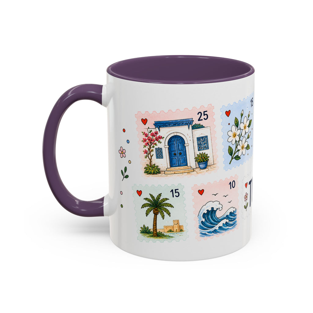 Tunis Coffee Mug | Postage Stamp Collage Mug | Travel Souvenir Accent Cup 11oz 15oz